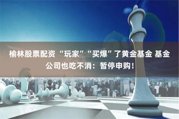 榆林股票配资 “玩家”“买爆”了黄金基金 基金公司也吃不消：暂停申购！