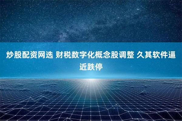 炒股配资网选 财税数字化概念股调整 久其软件逼近跌停